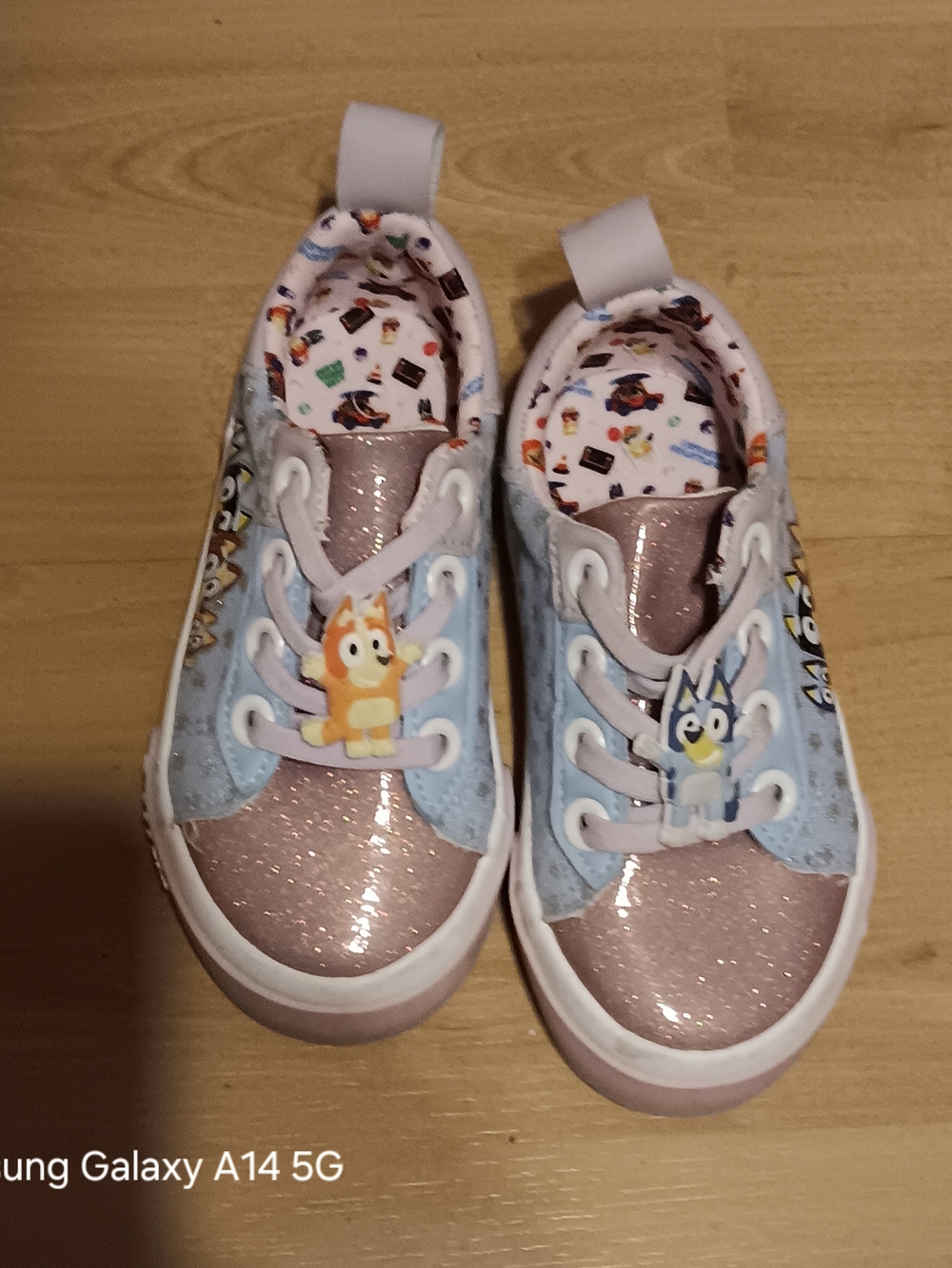 Girls Bluey Glitter Character Sneakers in Pink and Light Blue